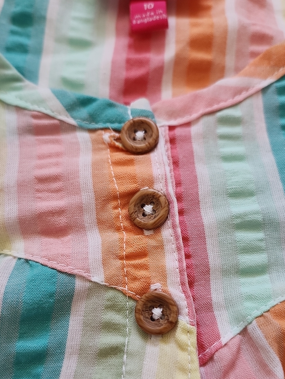 NWT Penelope Mack Girls Rainbow Striped Flutter Sleeve Top & Denim Shorts Set 10 - Picture 3 of 9
